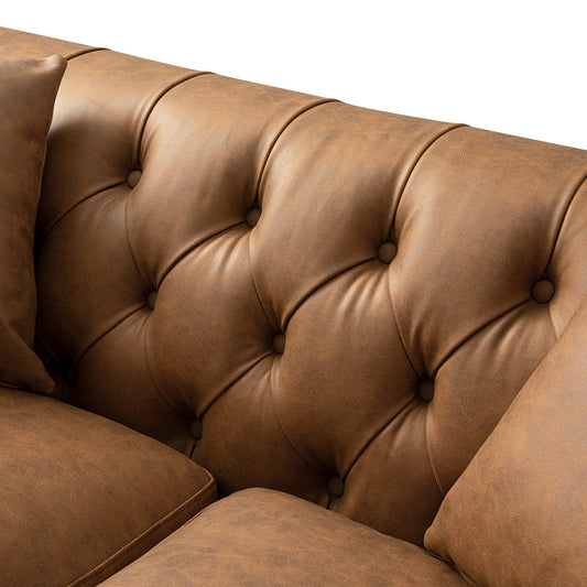 Chesterfield 2-Seater Sofa in Tan Faux Leather