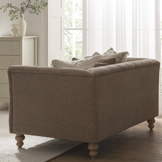Chesterfield 2-Seater Sofa in Taupe Chenille