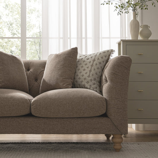 Chesterfield 2-Seater Sofa in Taupe Chenille