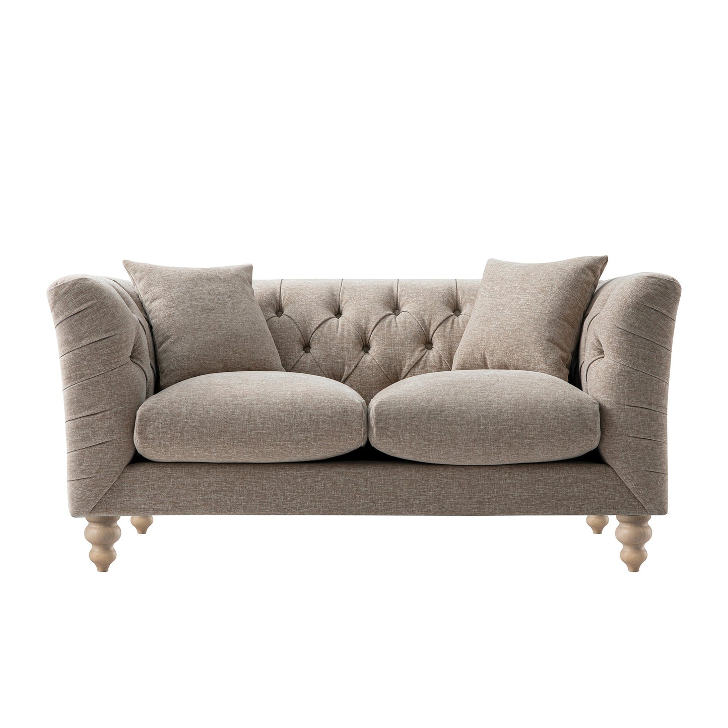 Chesterfield 2-Seater Sofa in Taupe Chenille