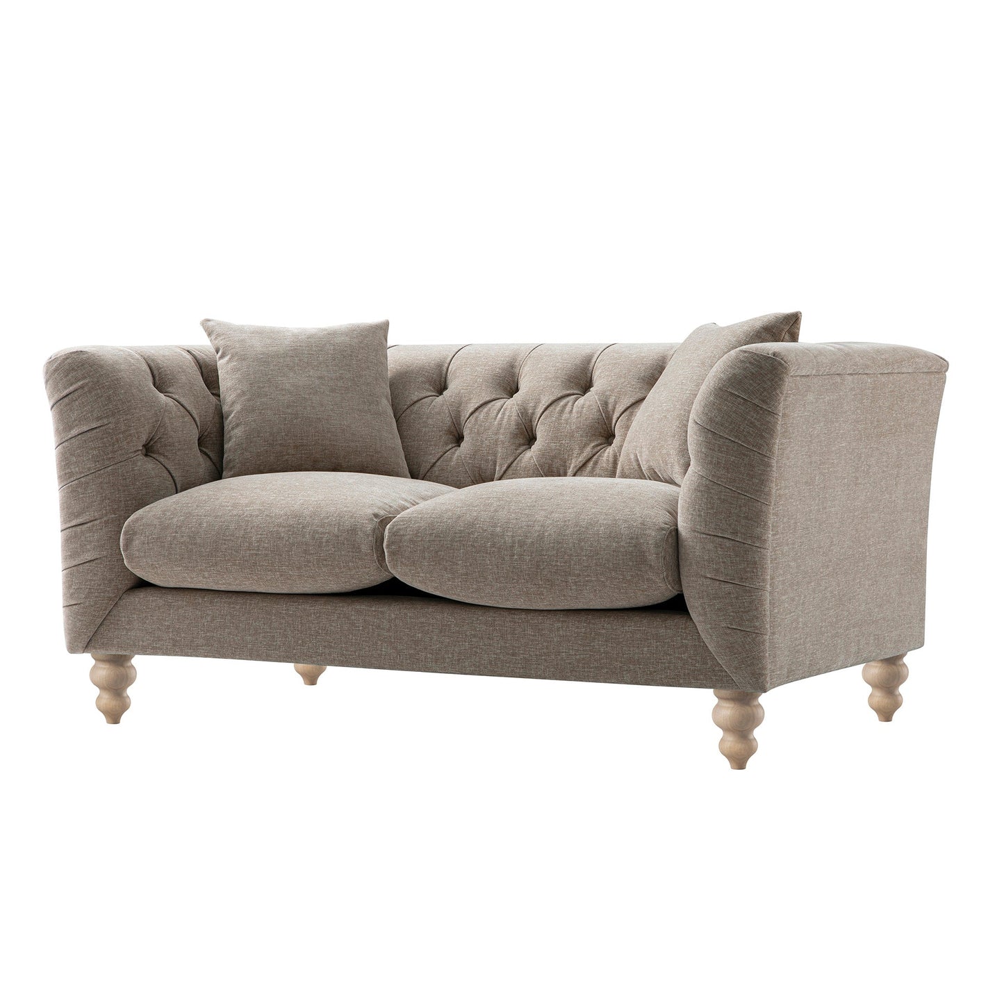Chesterfield 2-Seater Sofa in Taupe Chenille