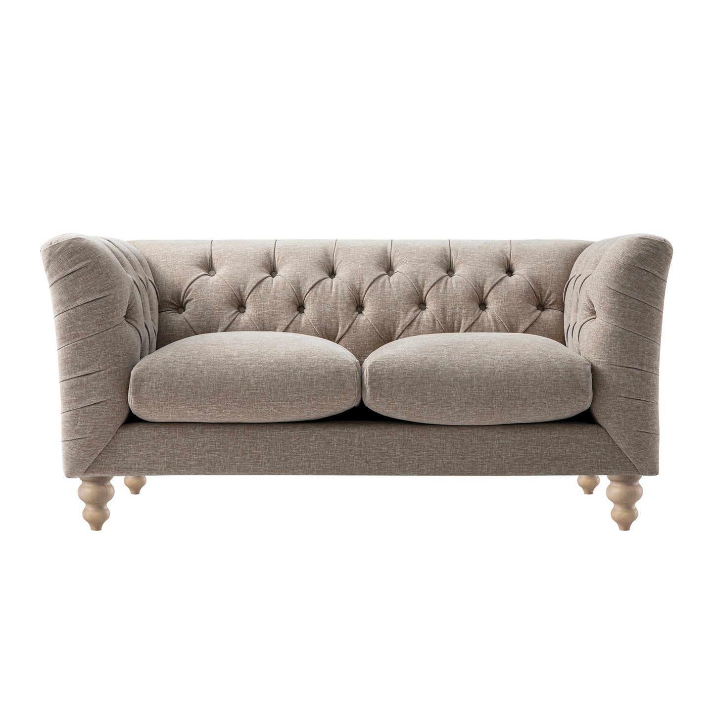 Chesterfield 2-Seater Sofa in Taupe Chenille