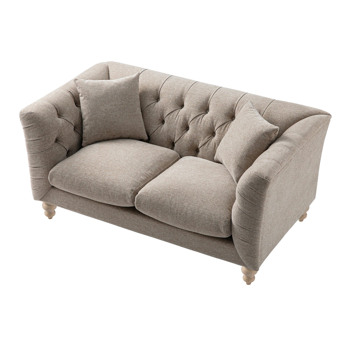 Chesterfield 2-Seater Sofa in Taupe Chenille
