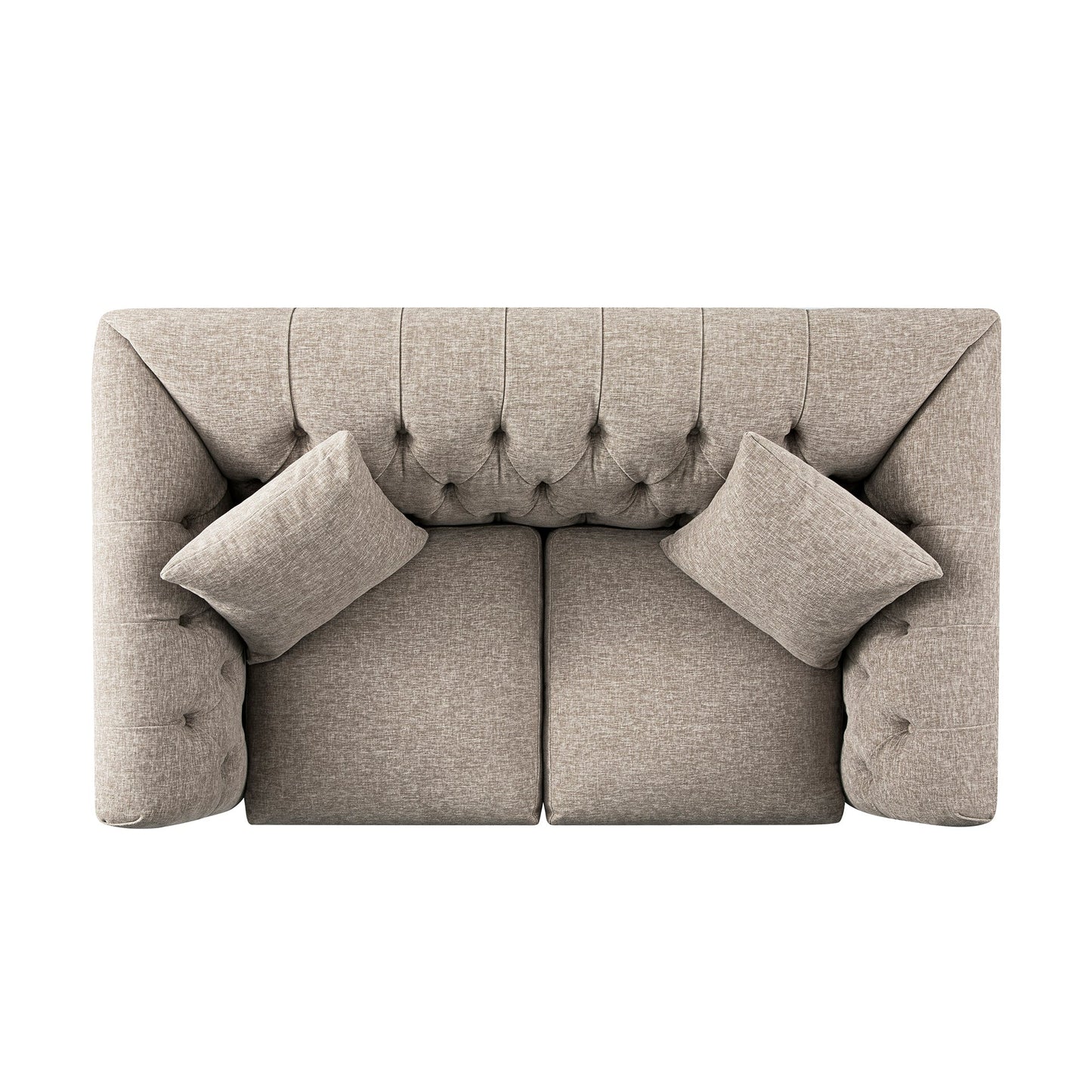 Chesterfield 2-Seater Sofa in Taupe Chenille