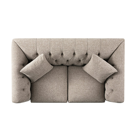 Chesterfield 2-Seater Sofa in Taupe Chenille