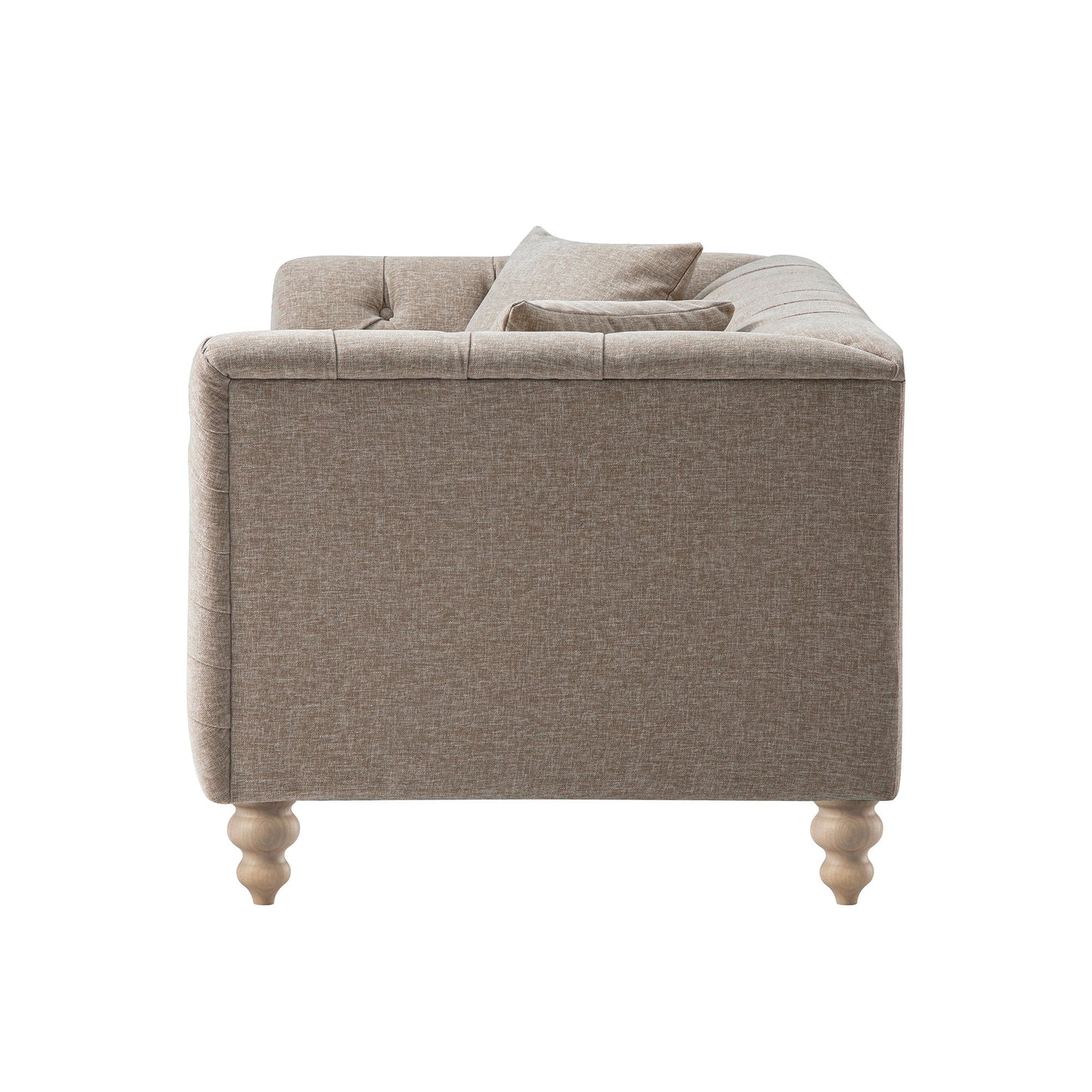 Chesterfield 2-Seater Sofa in Taupe Chenille