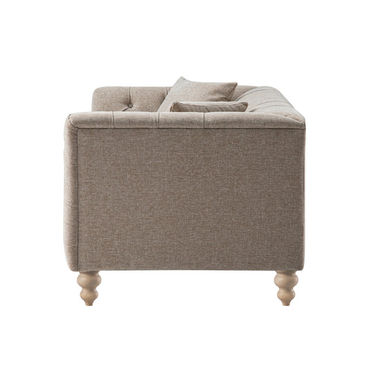 Chesterfield 2-Seater Sofa in Taupe Chenille