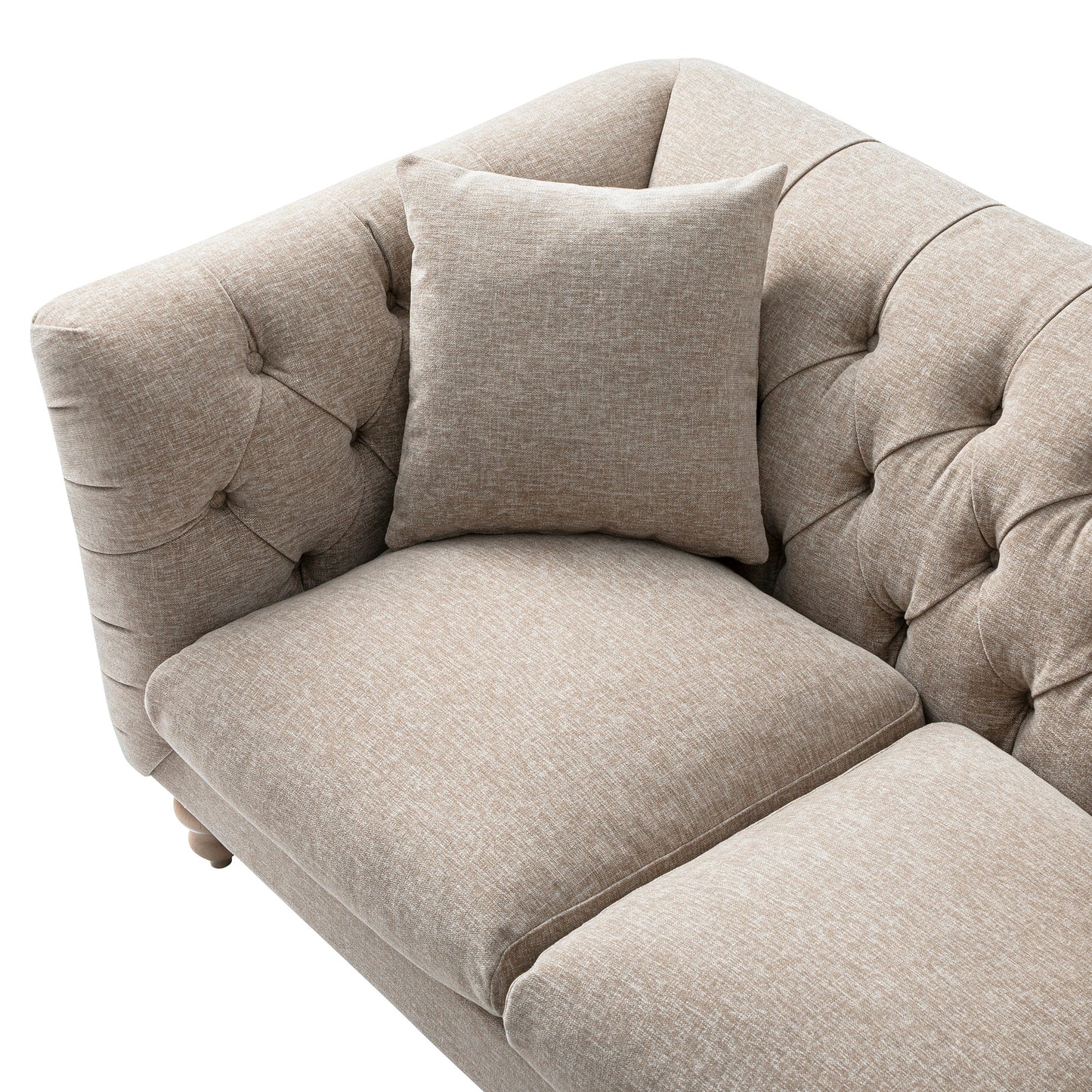 Chesterfield 2-Seater Sofa in Taupe Chenille