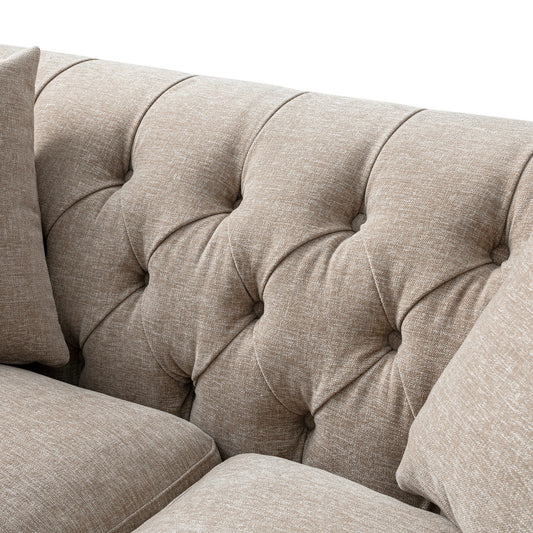 Chesterfield 2-Seater Sofa in Taupe Chenille