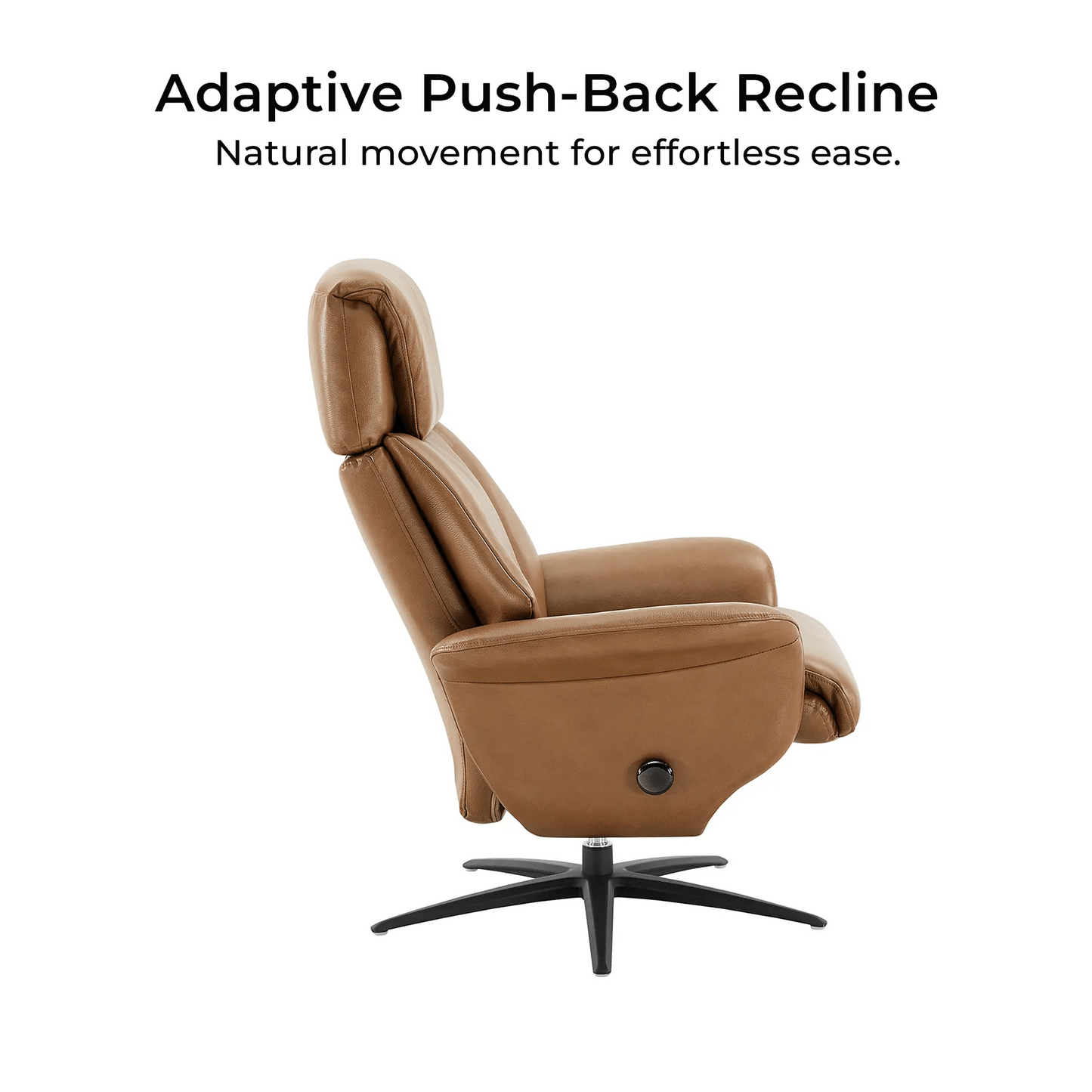Swivel Reclining Chair with Ottoman in Genuine Leather
