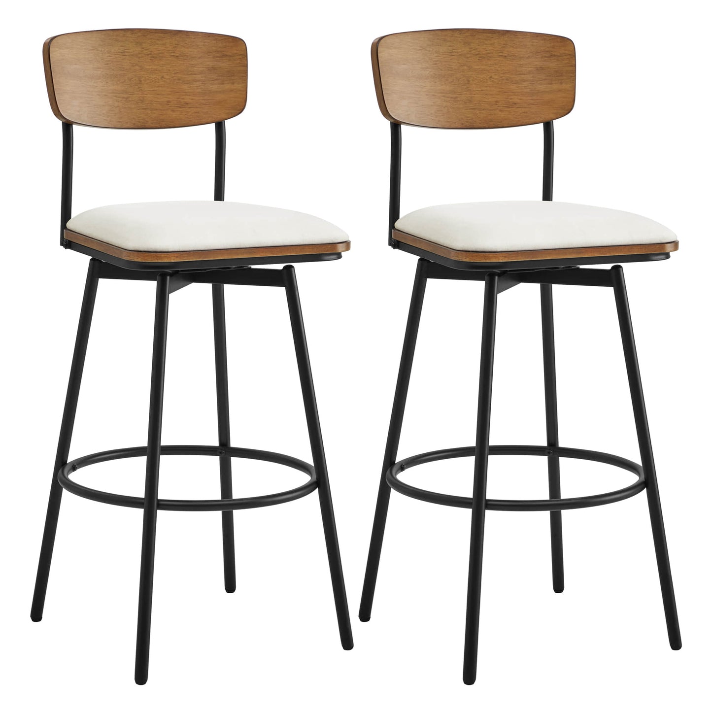 Swivel Bar Stools with Upholstered Seat and Back Rest