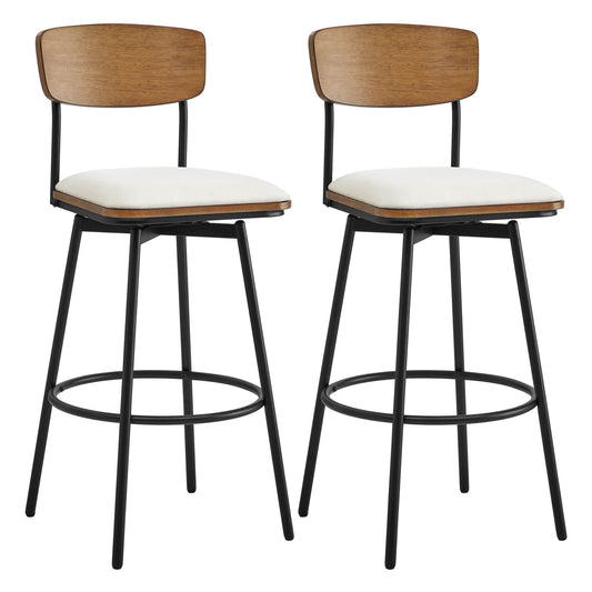 Swivel Bar Stools with Upholstered Seat and Back Rest