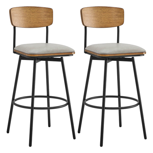 Swivel Bar Stools with Upholstered Seat and Back Rest