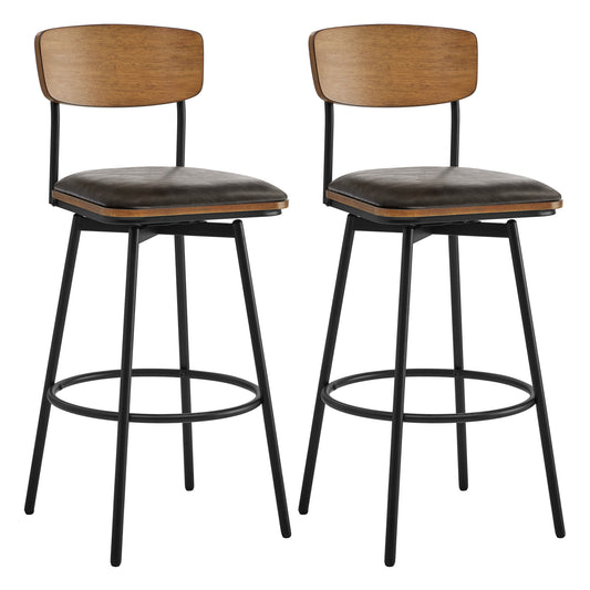 Swivel Bar Stools with Upholstered Seat and Back Rest