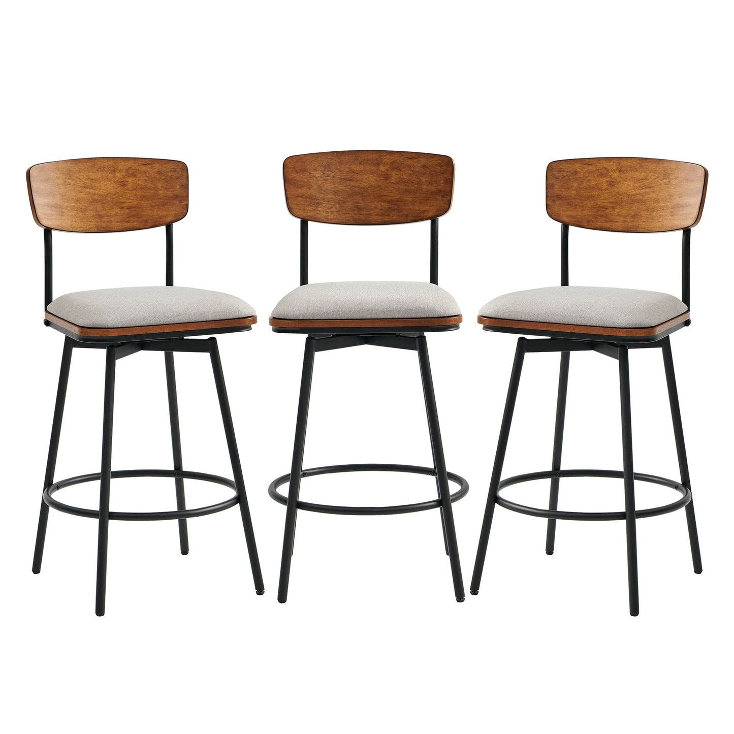 Swivel Bar Stools with Upholstered Seat and Back Rest