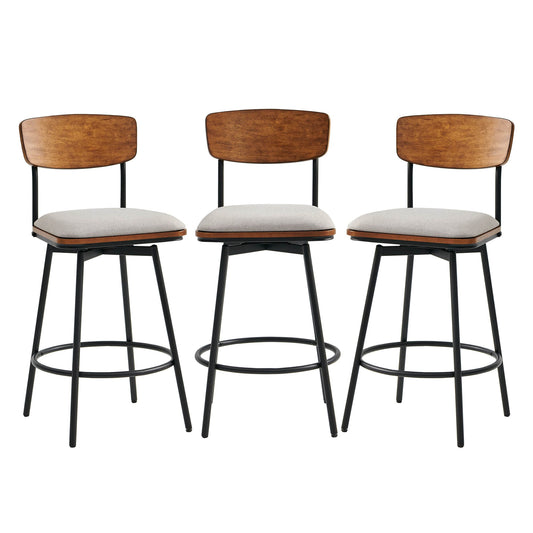 Swivel Bar Stools with Upholstered Seat and Back Rest