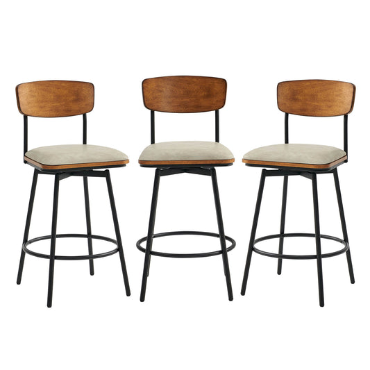 Swivel Bar Stools with Upholstered Seat and Back Rest