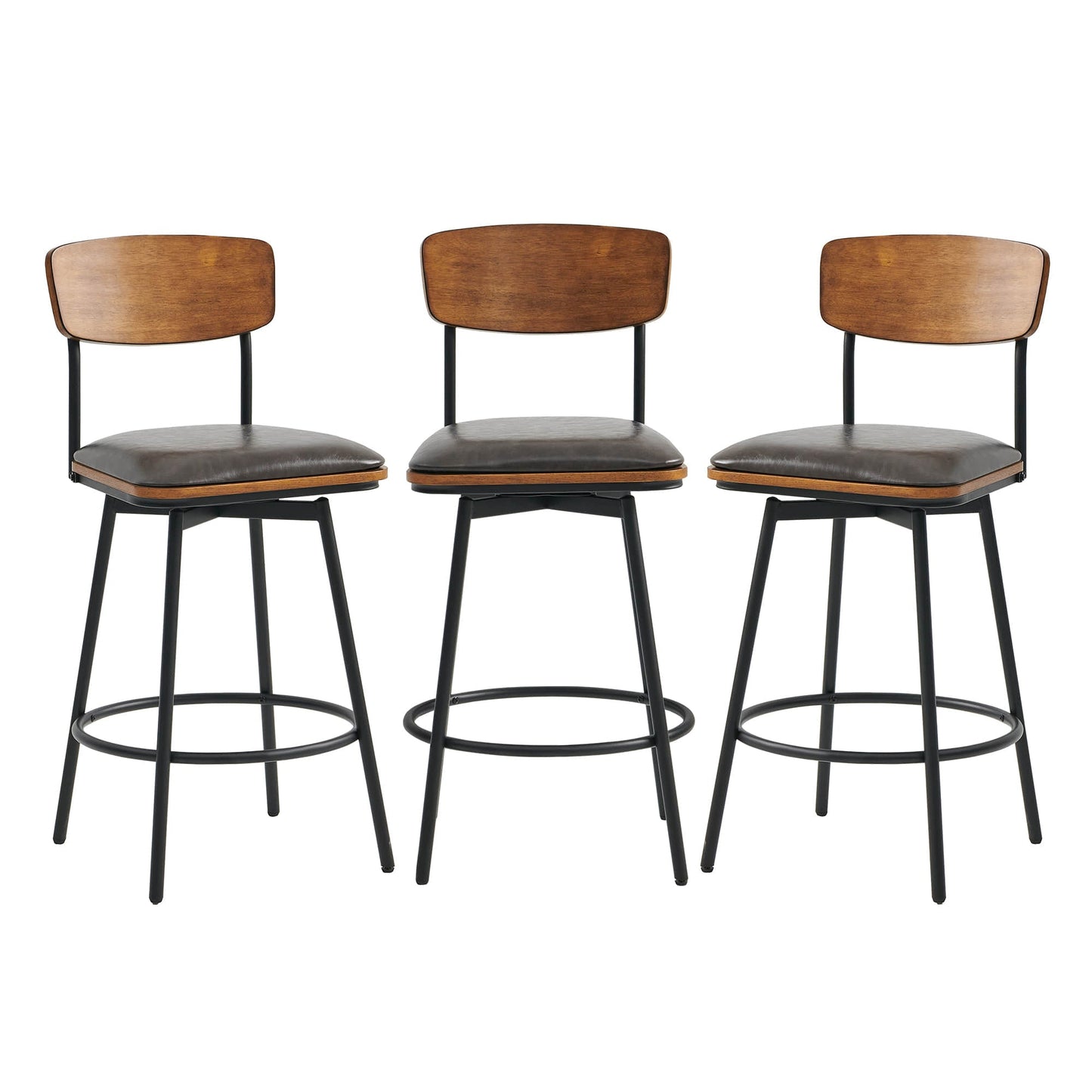 Swivel Bar Stools with Upholstered Seat and Back Rest