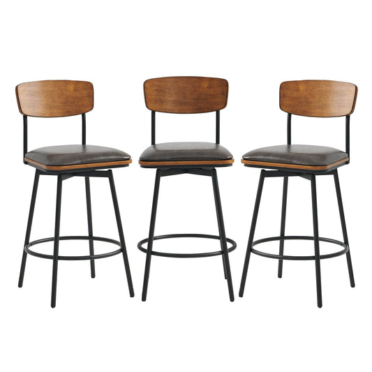 Swivel Bar Stools with Upholstered Seat and Back Rest