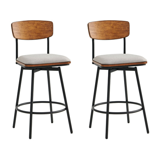 Swivel Bar Stools with Upholstered Seat and Back Rest