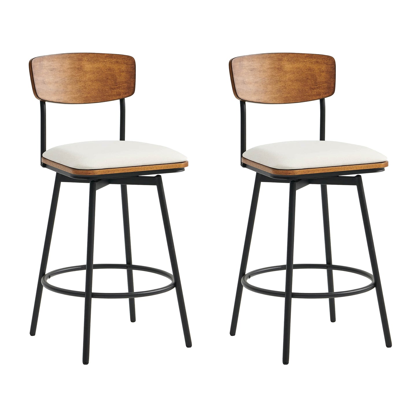 Swivel Bar Stools with Upholstered Seat and Back Rest