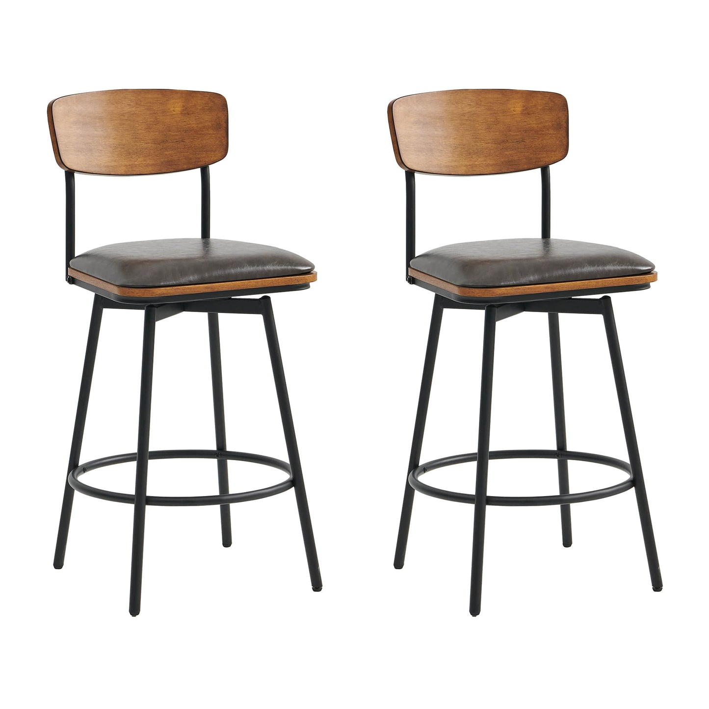 Swivel Bar Stools with Upholstered Seat and Back Rest
