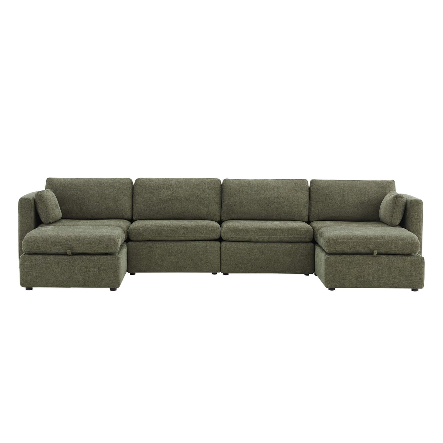 Modular Sofa Chaise in Grey with Storage Ottomans