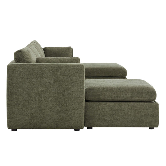 Modular Sofa Chaise in Grey with Storage Ottomans