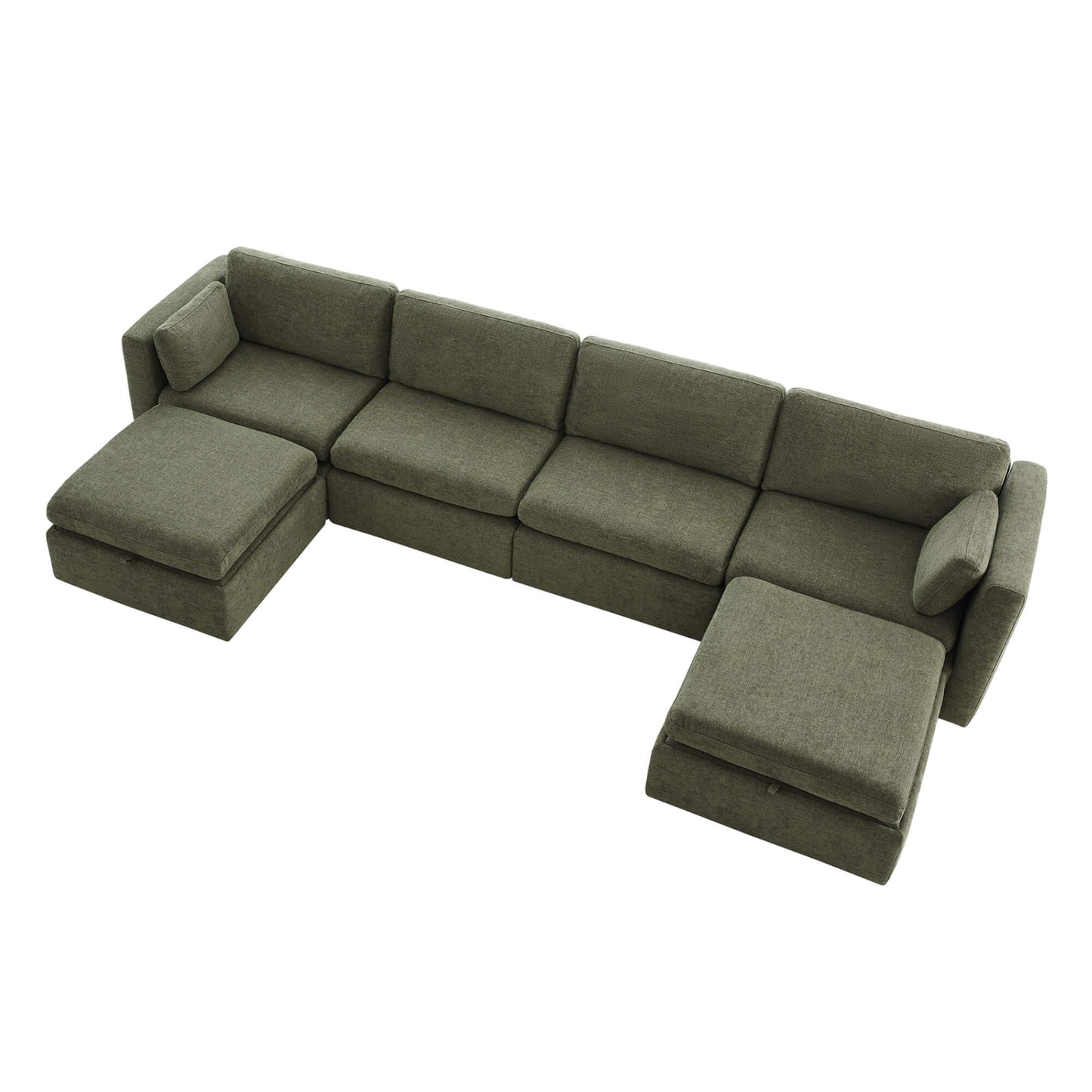 Modular Sofa Chaise in Grey with Storage Ottomans