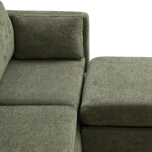 Modular Sofa Chaise in Grey with Storage Ottomans