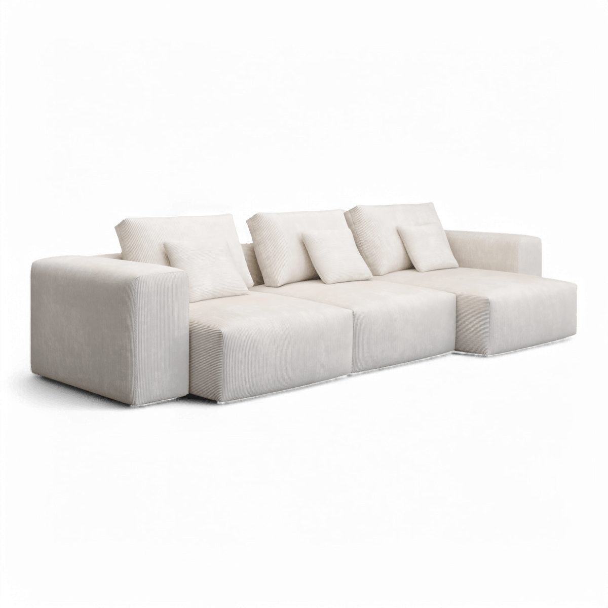 Sectional Sofa in Ivory Fabric with Modern Design