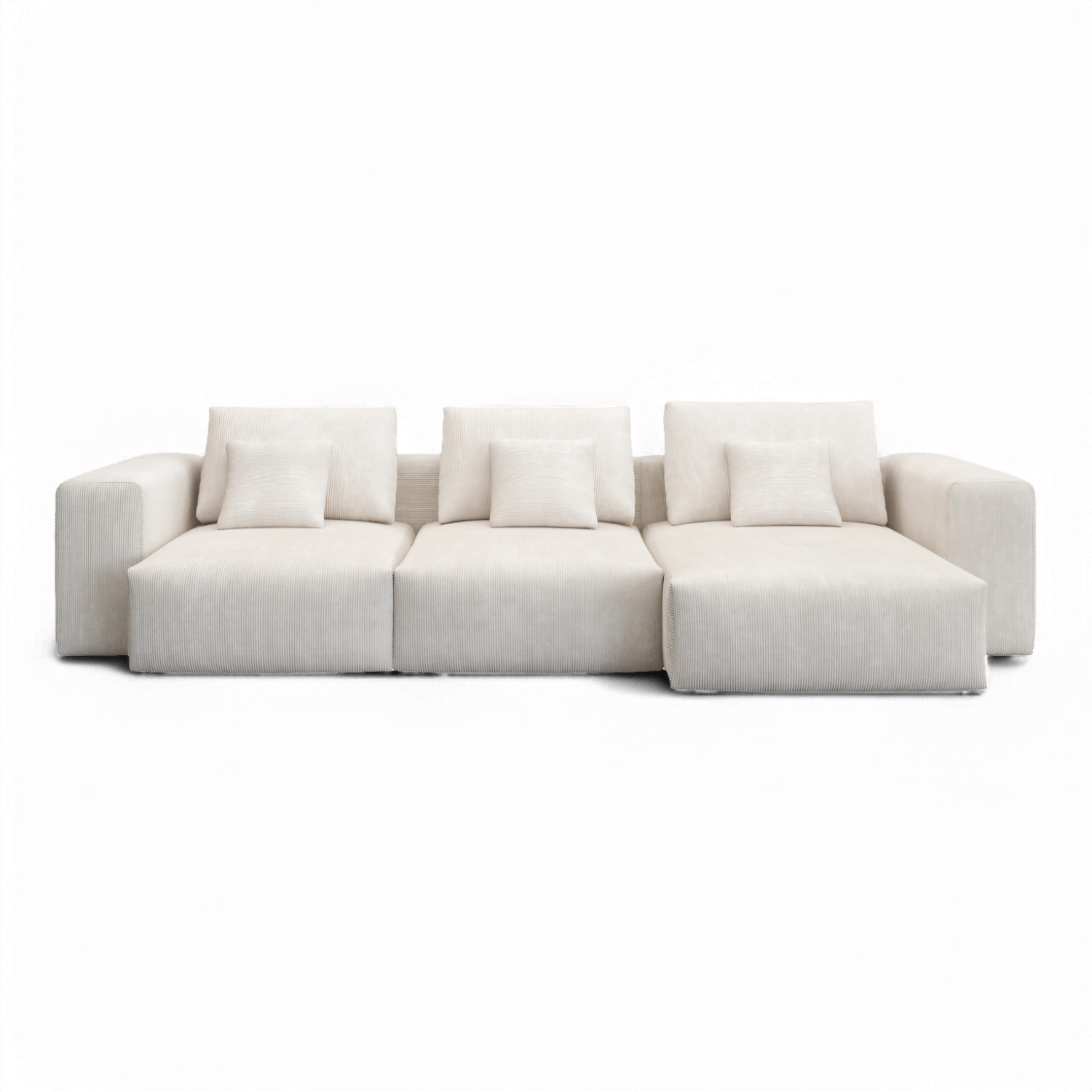 Sectional Sofa in Ivory Fabric with Modern Design