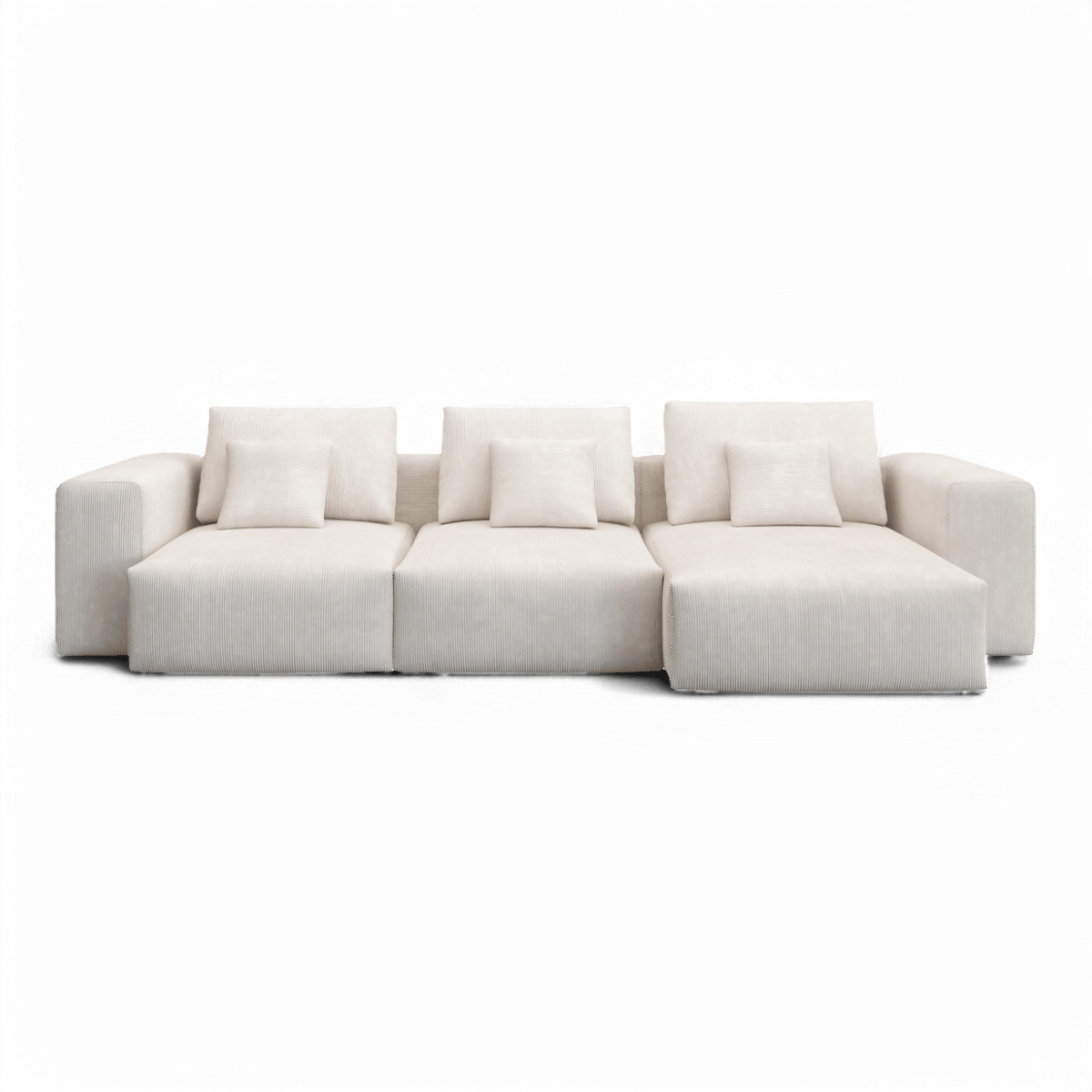 Sectional Sofa in Ivory Fabric with Modern Design