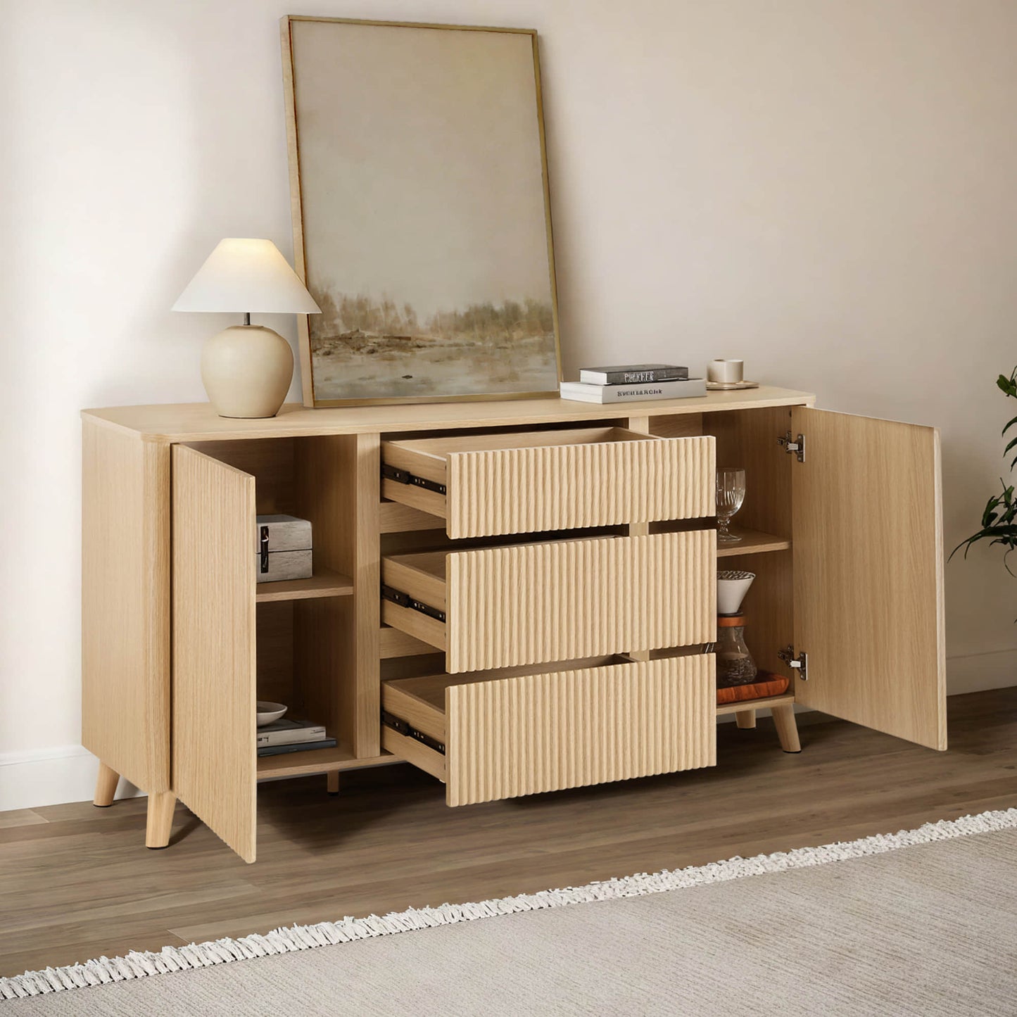 Clara Contemporary Wood Sideboard with 62-Inch Length