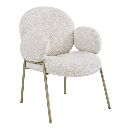 Cloud-Shaped Boucle Dining Chair with Soft Curved Back