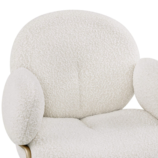 Cloud-Shaped Boucle Dining Chair with Soft Curved Back