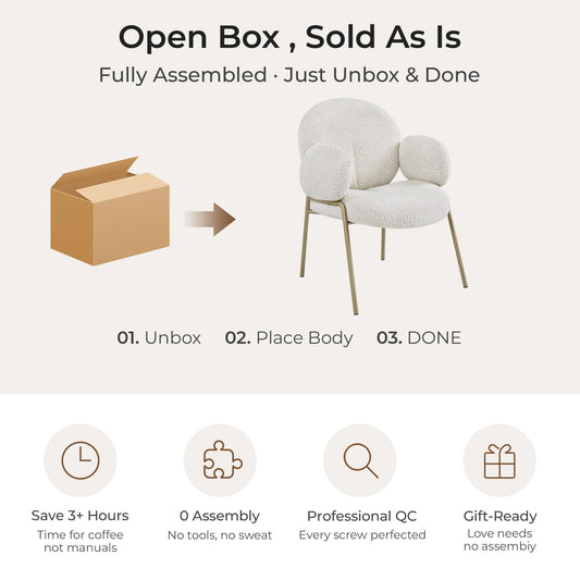 Cloud-Shaped Boucle Dining Chair with Soft Curved Back
