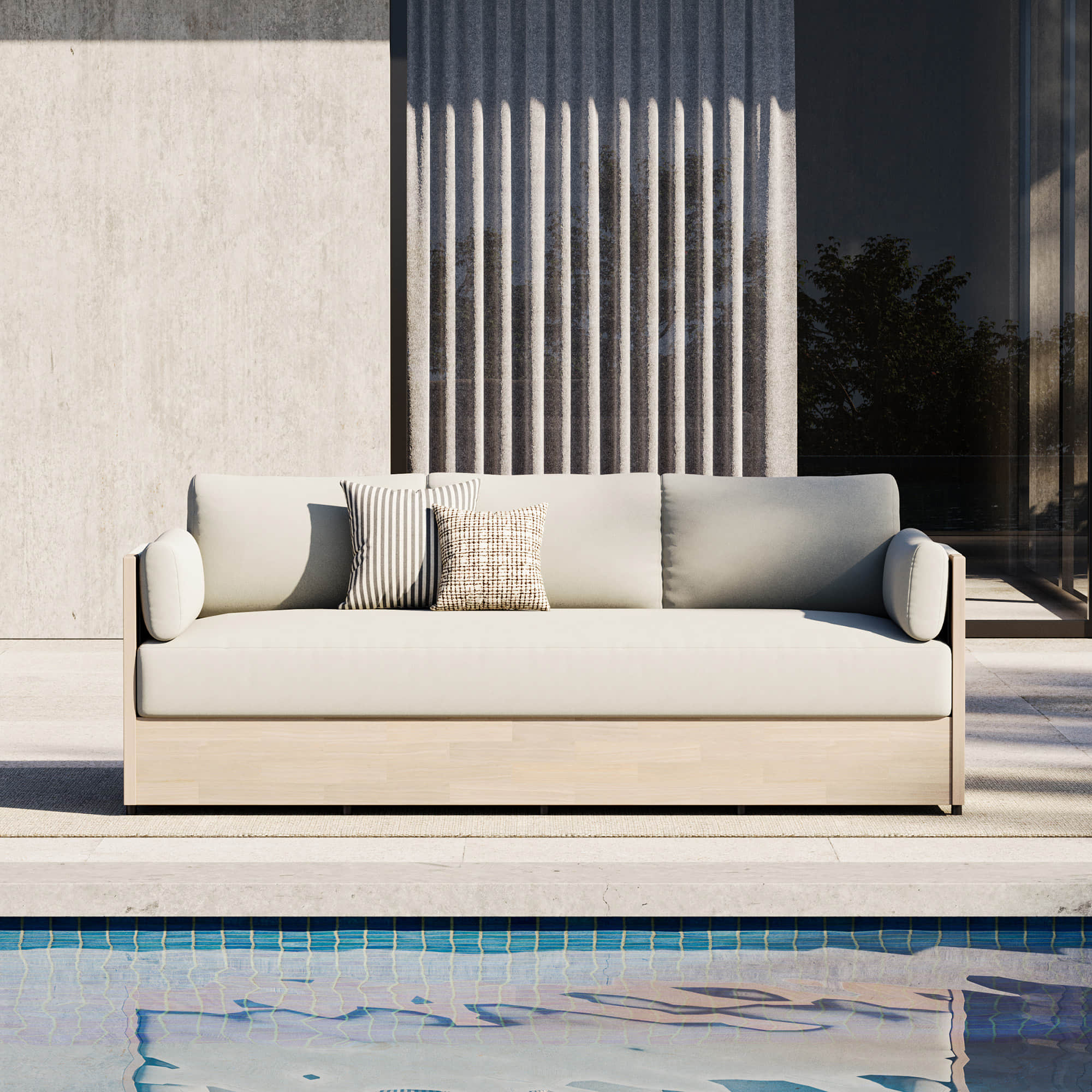Clover 3-Seater Sofa in Acacia Wood with Rope Detailing