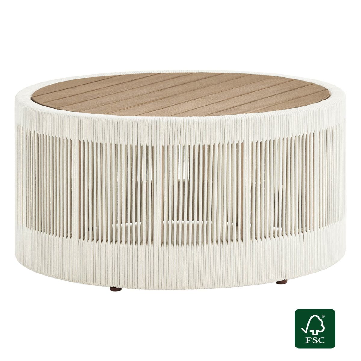 Clover Acacia Wood Coffee Table with Rope Detailing