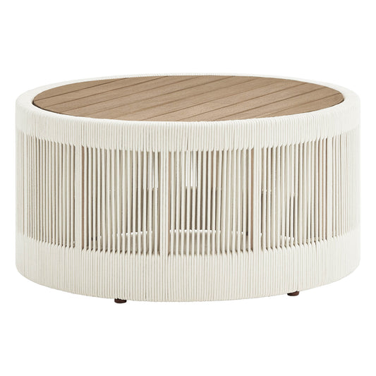 Clover Acacia Wood Coffee Table with Rope Detailing