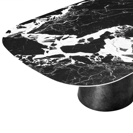 Coffee Table with Black Sintered Stone and Angular Design