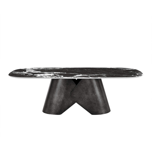 Coffee Table with Black Sintered Stone and Angular Design