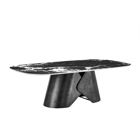 Coffee Table with Black Sintered Stone and Angular Design