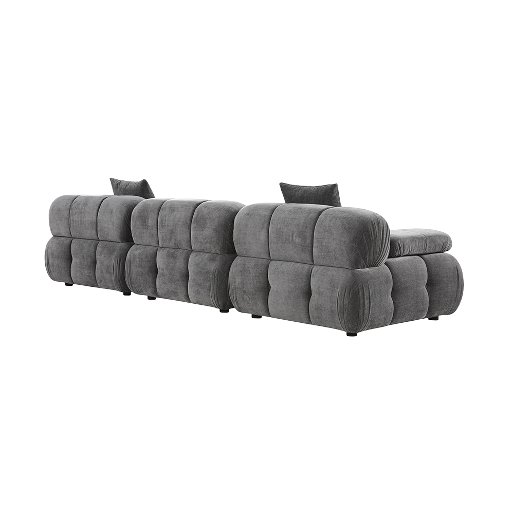 3-Piece Sofa in Graphite Fabric with Modern Design
