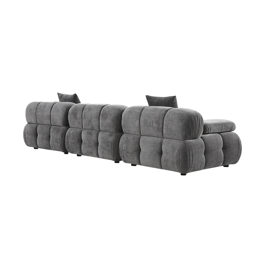 3-Piece Sofa in Graphite Fabric with Modern Design