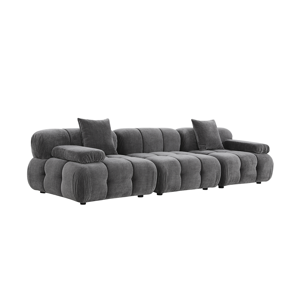 3-Piece Sofa in Graphite Fabric with Modern Design