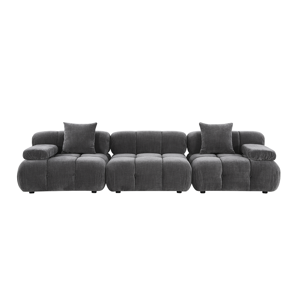 3-Piece Sofa in Graphite Fabric with Modern Design