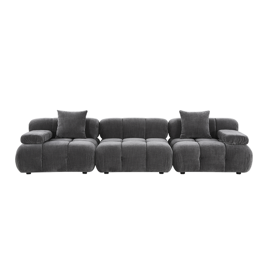 3-Piece Sofa in Graphite Fabric with Modern Design