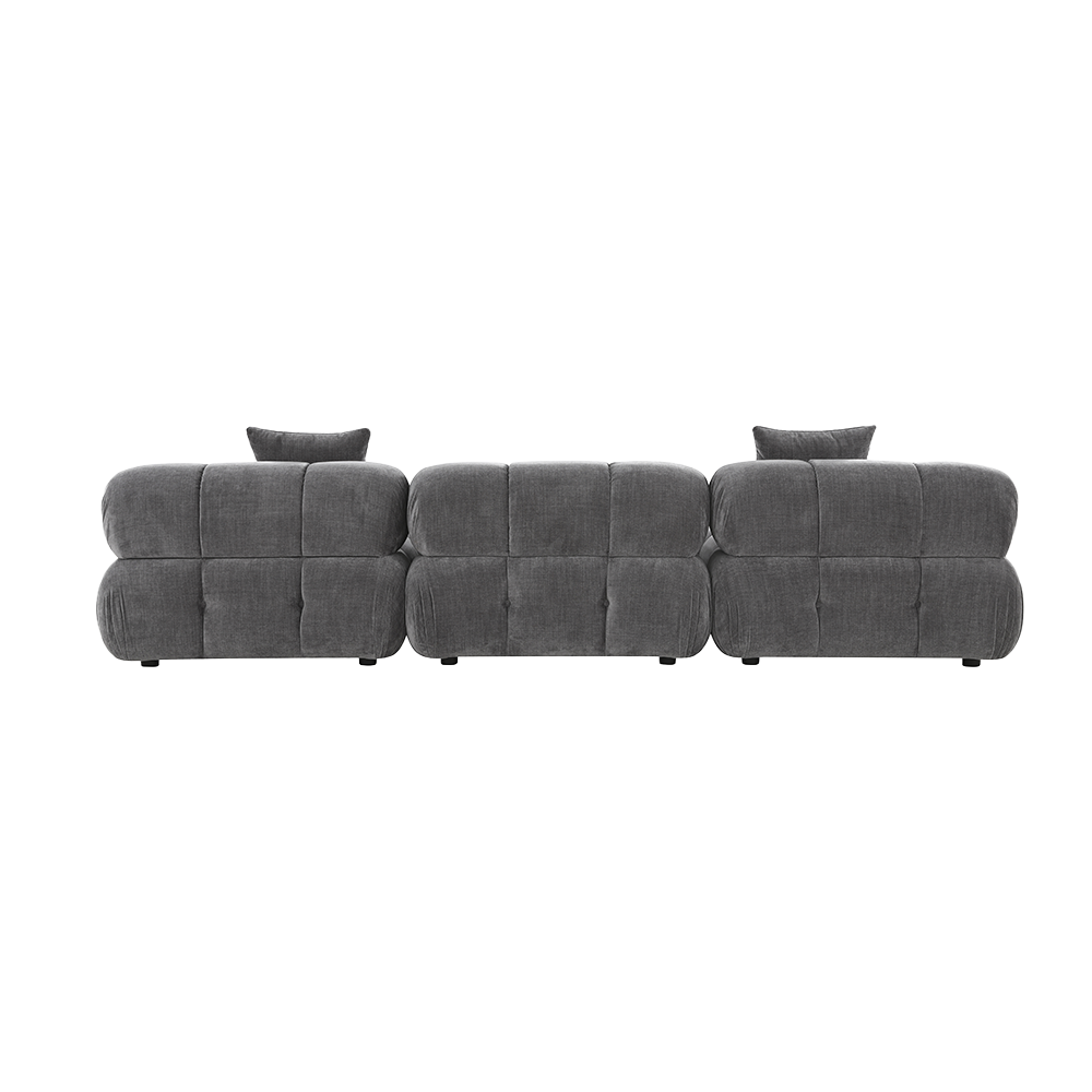 3-Piece Sofa in Graphite Fabric with Modern Design