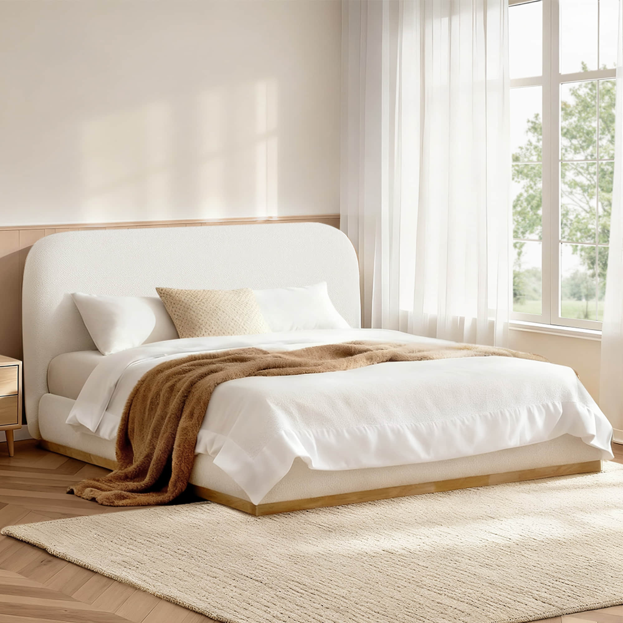 Contemporary Upholstered Platform Bed with Sleek Design